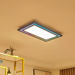 Lucande LED-Panel Leicy, Nickel, 80 cm, RGBIC, CCT