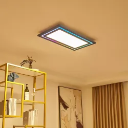 Lucande LED-Panel Leicy, Nickel, 80 cm, RGBIC, CCT