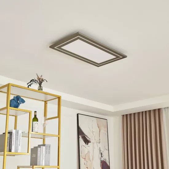Lucande LED-Panel Leicy, Nickel, 80 cm, RGBIC, CCT