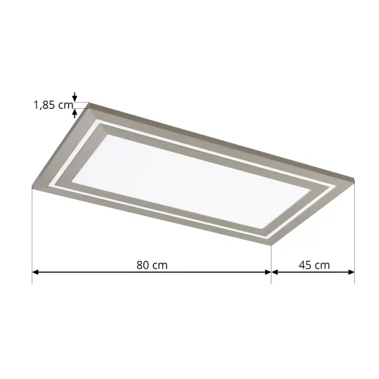 Lucande LED-Panel Leicy, Nickel, 80 cm, RGBIC, CCT