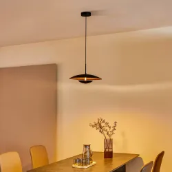 Lindby LED Pendant Light Tiama, Metal, Black/Gold, Ø 40 cm