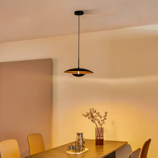 Lindby LED Pendant Light Tiama, Metal, Black/Gold, Ø 40 cm