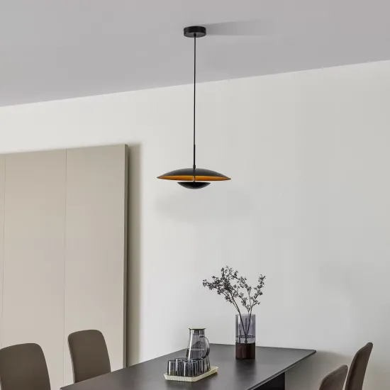 Lindby LED Pendant Light Tiama, Metal, Black/Gold, Ø 40 cm