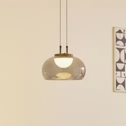 Lucande LED Pendant Light Dain, Single-Light, Smoke Gray, Glass