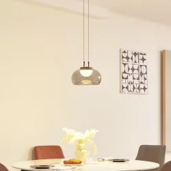 Lucande LED Pendant Light Dain, Single-Light, Smoke Gray, Glass