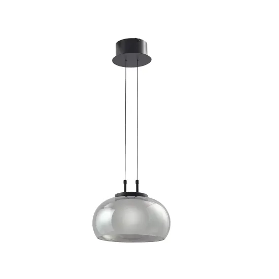 Lucande LED Pendant Light Dain, Single-Light, Smoke Gray, Glass