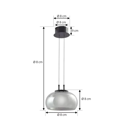 Lucande LED Pendant Light Dain, Single-Light, Smoke Gray, Glass