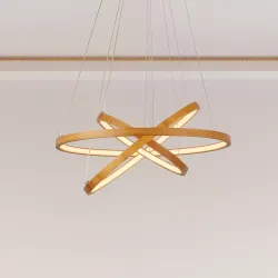 LED Pendant Light Eternity, Gold-Colored, Bamboo, Ø 50 cm