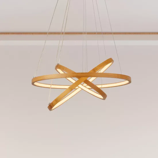 LED Pendant Light Eternity, Gold-Colored, Bamboo, Ø 50 cm