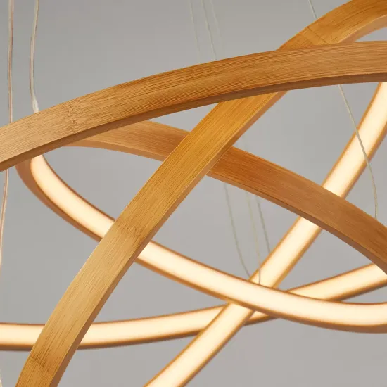 LED Pendant Light Eternity, Gold-Colored, Bamboo, Ø 50 cm