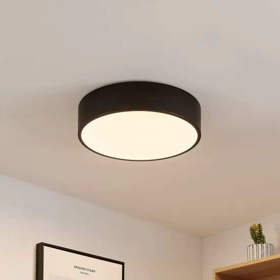Lindby LED Ceiling Light Simera, Ø 30 cm, Black, White