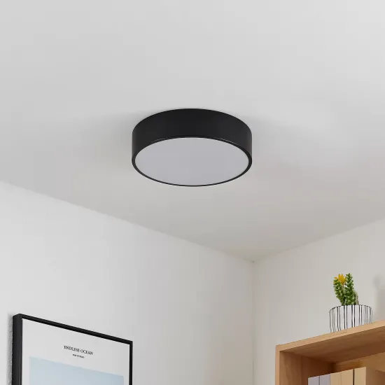 Lindby LED Ceiling Light Simera, Ø 30 cm, Black, White
