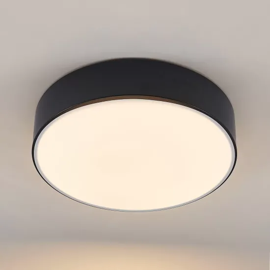 Lindby LED Ceiling Light Simera, Ø 30 cm, Black, White