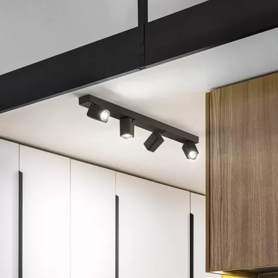 Ideal Lux Ceiling Spot Rudy Square, Black, 4-Light, Metal