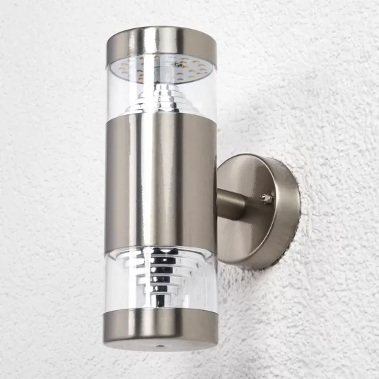 Lindby LED Outdoor Wall Lamp Lanea, 21 cm, 2-Light, Stainless Steel