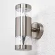 Lindby LED Outdoor Wall Lamp Lanea, 21 cm, 2-Light, Stainless Steel