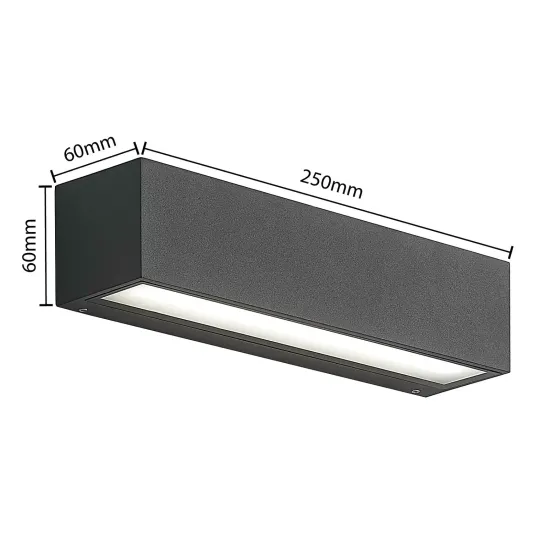 Arcchio LED Wall Lamp Lengo, 25 cm, Anthracite, Single-Light, CCT