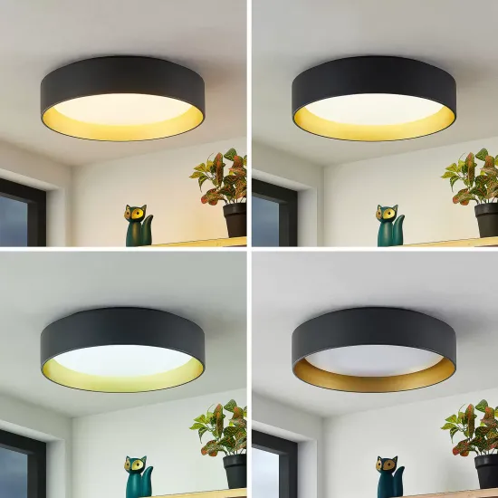 Lindby Gracjan LED Ceiling Light CCT Black / Gold