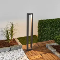 Lucande LED Pathway Lamp Jupp, Graphite Gray, Aluminum, 90 cm