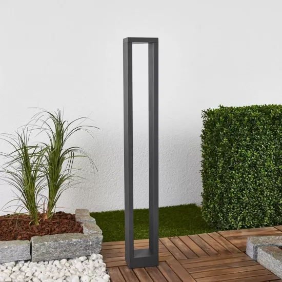Lucande LED Pathway Lamp Jupp, Graphite Gray, Aluminum, 90 cm