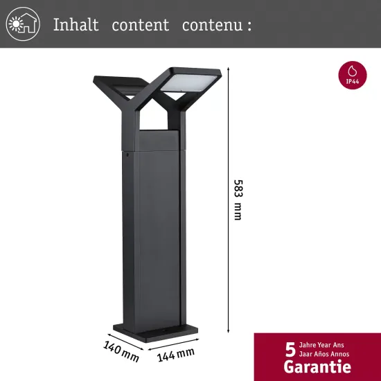 Paulmann LED Pathway Light Juntea, Anthracite, Sensor, 2-Light