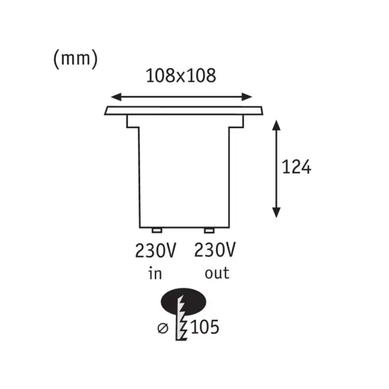 Paulmann 93993 LED Recessed Ground Light, Square