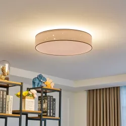 Lindby LED Ceiling Lamp Ellamina, Ø 60 cm, White, Fabric