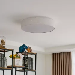 Lindby LED Ceiling Lamp Ellamina, Ø 60 cm, White, Fabric