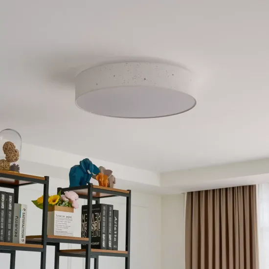 Lindby LED Ceiling Lamp Ellamina, Ø 60 cm, White, Fabric