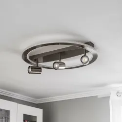 Lindby Berisha LED Ceiling Lamp, 4-Light, Nickel