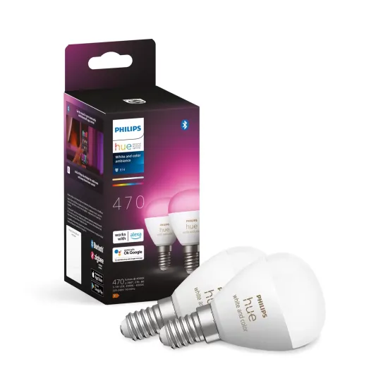 Philips Hue White & Color Ambiance E14, 5.1W, 2-pack