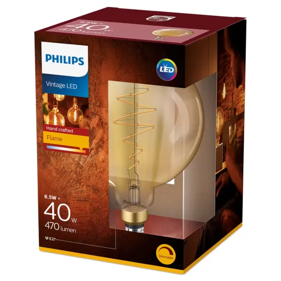 Philips E27 Giant LED globe lamp, 7W, gold, dimmable