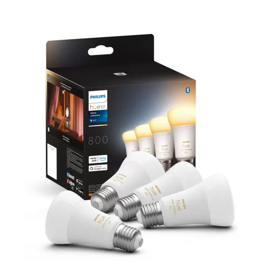 Philips Hue White Ambiance, 9W, 806 lm, E27, 4-pack