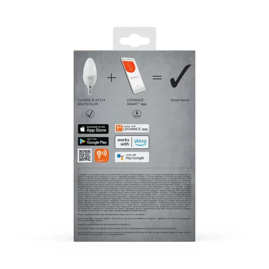 LEDVANCE SMART+ LED candle, E14, 4.9W, CCT, RGB, WiFi, 3-pack