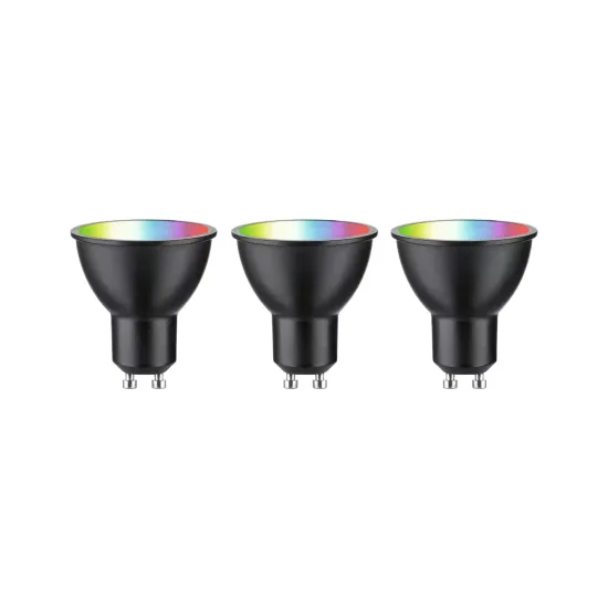 Paulmann LED GU10, 4.8W, 350 lm, Zigbee, black, 3-pack