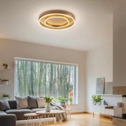 Helestra Sona LED ceiling light, dimmable, Ø60 cm, gold