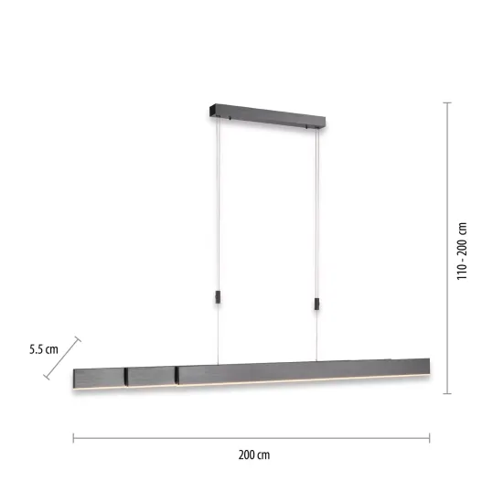 PURE Moto LED pendant light with dimmer, gray
