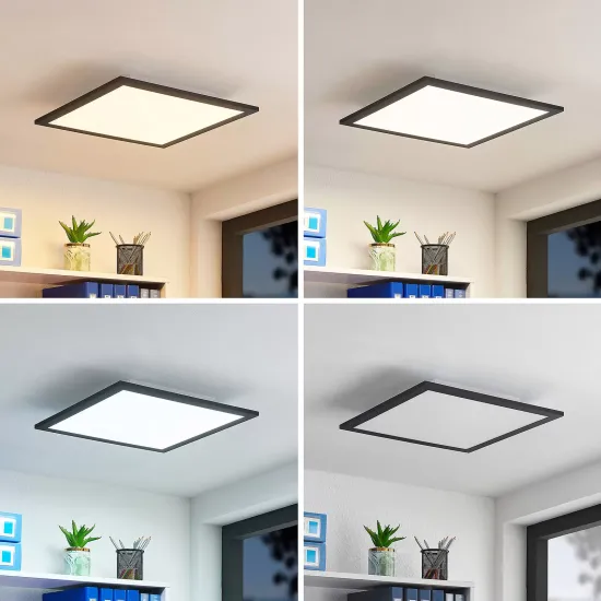 Lindby LED-Panel Nelios, 40 x 40 cm, Black, CCT
