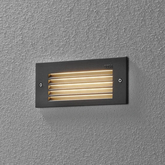 BEGA 33017 LED wall recessed light, 3000K, graphite, 17 cm