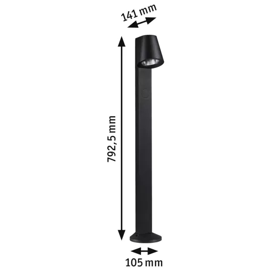 Paulmann Caissa sensor pathway light, anthracite, 3000K